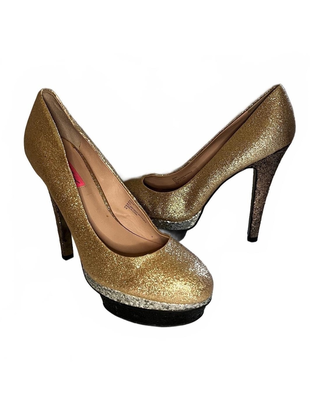 Betsey Johnson Seann Gold Glitter Platform Heels Size 9.5